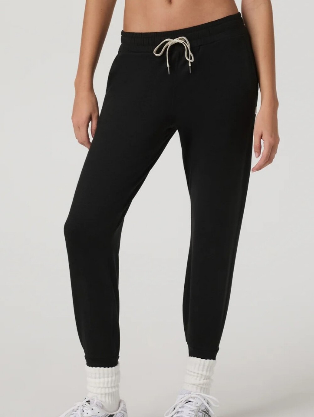 Vuori Black Track Joggers with Cream Drawstring